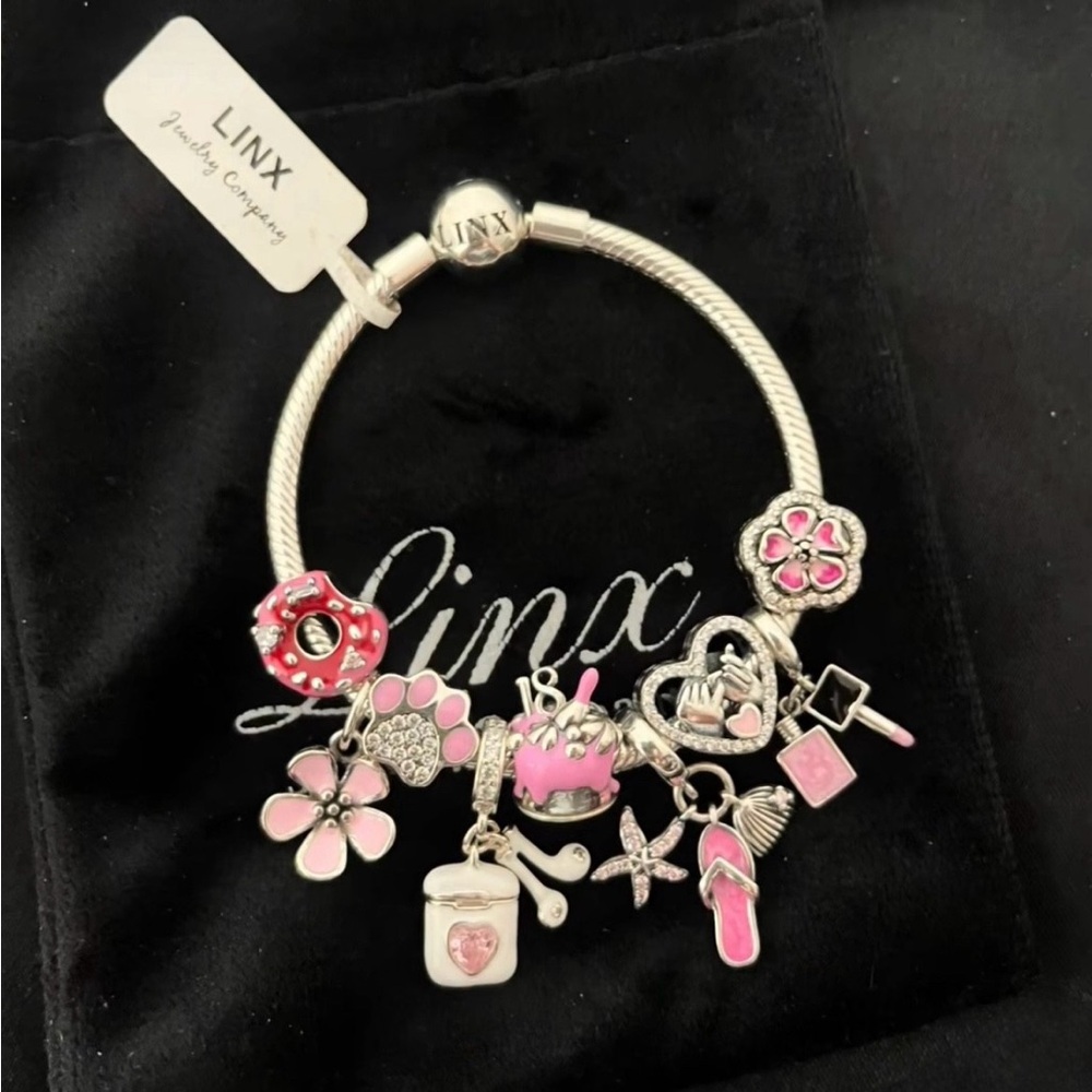 Linx Snake Chain Bracelet with 18th Birthday Themed Charms